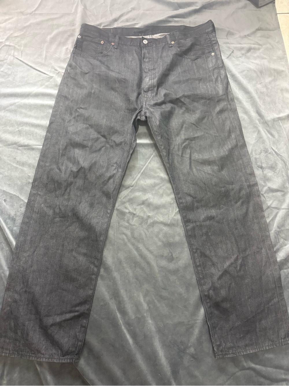 Levi's Men's Black Denim Jeans Regular Fit Mid Rise Straight Leg Button Fly